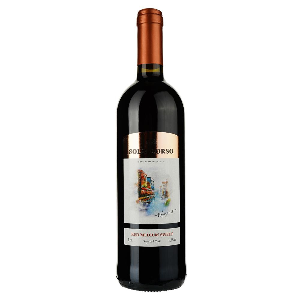 Solo Corso Вино червоне напівсолодке , 0,75 л (8011510019613) - зображення 1