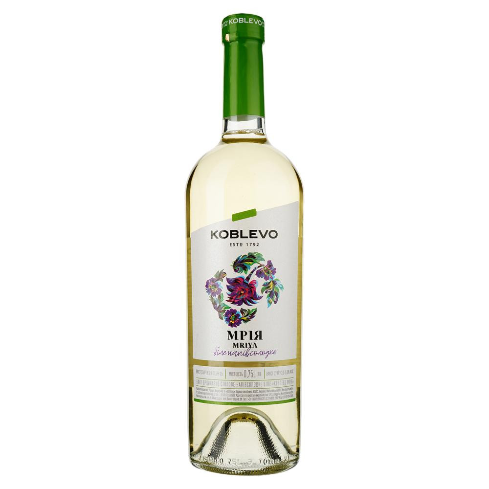 Коблево Вино  Bordeaux Мрія, біле, напівсолодке, 9-13%, 0,75 л (4820004929413) - зображення 1