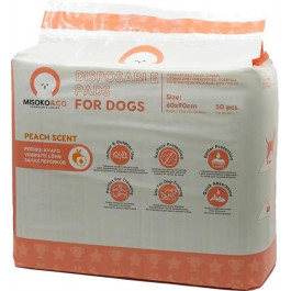 MISOKO&CO Одноразовые пеленки  для собак, щенки и косточки, с ароматом персика, 60 x 90 см, 50 шт (47790516313