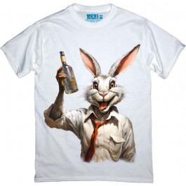 TKT Import Футболка бавовняна біла з принтом Drunk Rabbit in White  9000234