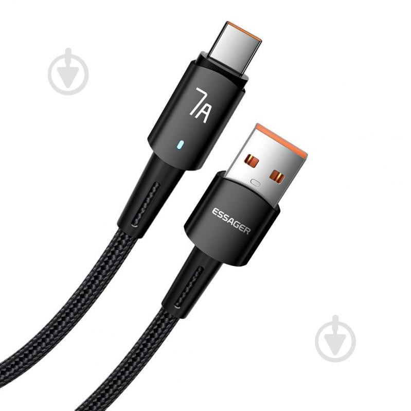 Essager Sunset Fast Charging Data Cable 7A USB-A to Type-C 0.5м Black (EXC7A-CGB01-P) - зображення 1