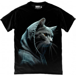   TKT Import Футболка бавовняна чорна з принтом Stylish Cat  9000266-black