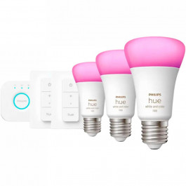 Philips Hue E27 White and Color 800лм 3 шт + Philips Hue Bridge + Dimmer Switch 2 шт (9298805)