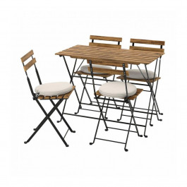 IKEA TARNO Стол + 4 стула, садовый, черный / светло-коричневая морилка / Froson / Duvholmen beige