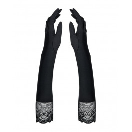 Obsessive Високі рукавички з каменями та мереживом  Miamor gloves, black (SO7716)