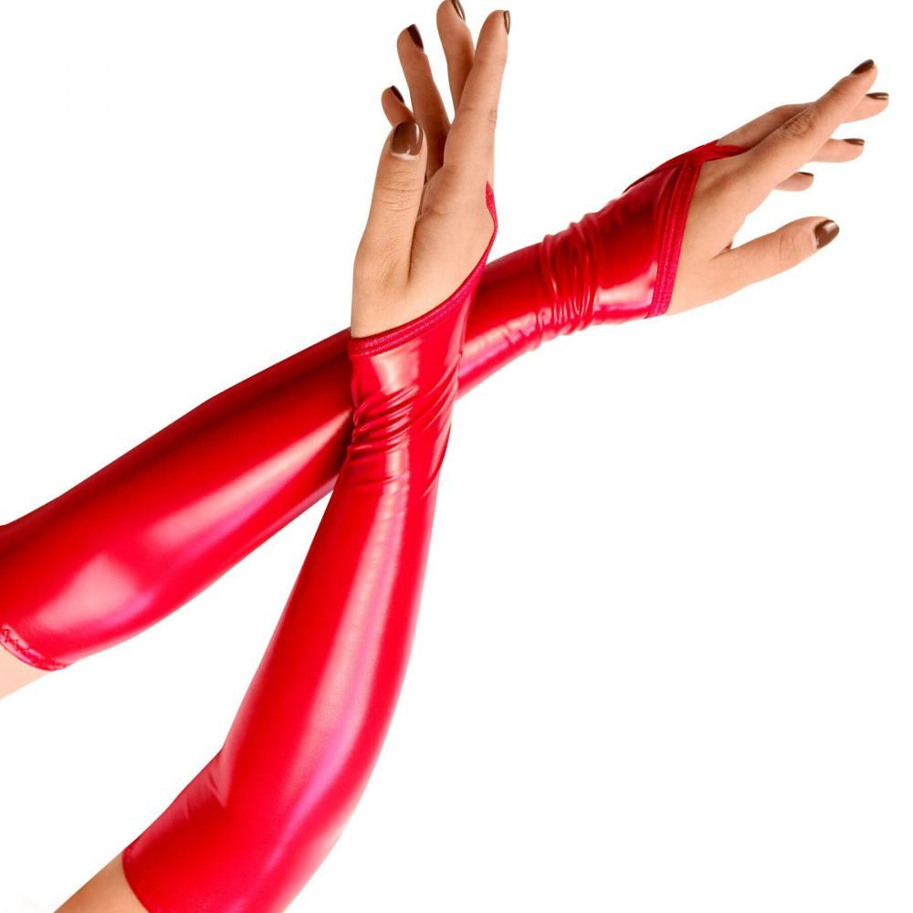 Art of Sex Вінілові міттинки  - Lora довгі, размер S, колір червоний (SO7340) - зображення 1