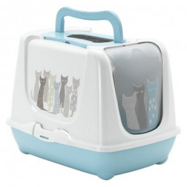 Moderna Закрытый туалет Trendy Cat Maasai для кошек c фильтром и совком голубой 57.4х44.8х42.7см C245363BE