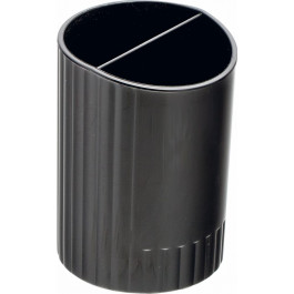 BuroMax Стакан пластиковый для ручек , круглый на два отделения, черный (BM.6350-01)