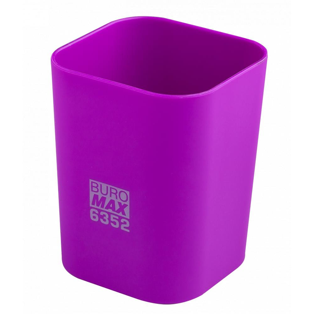 BuroMax Стакан пластиковый  RUBBER TOUCH для письменных принадлежностей, фиолетовый (BM.6352-07) - зображення 1