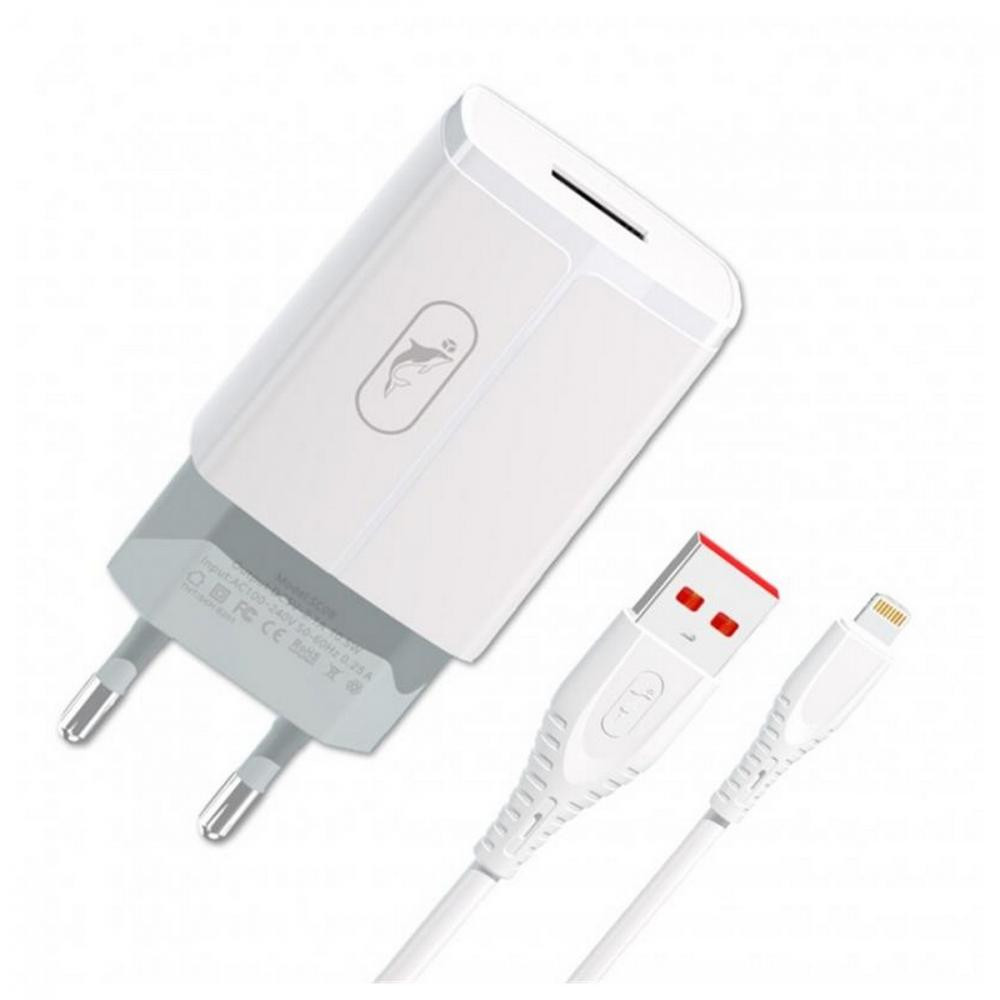 SkyDolphin SC06L 1xUSB 2.4A White + Lightning (MZP-000178) - зображення 1