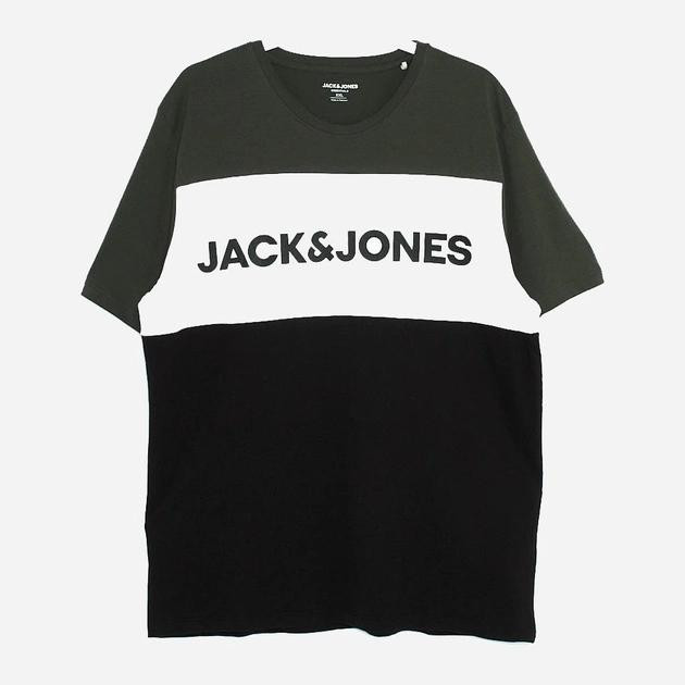 Jack & Jones Футболка  XAZ404020WVYP XXL Болотна з чорним та білим (DD8000007410675) - зображення 1