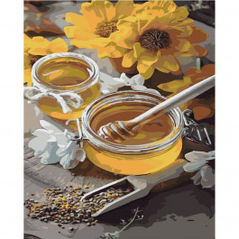 STRATEG Картина за номерами Баночки з медом на кольоровому фоні розміром 40х50 см (SY6477) SY6477.