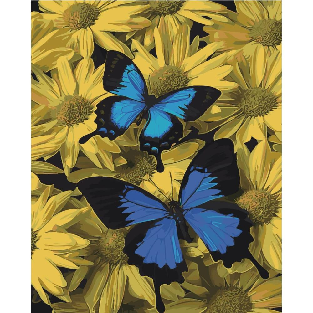 STRATEG Картина за номерами Пара метеликів на кольоровому фоні розміром 40х50 см (SY6460) SY6460. - зображення 1