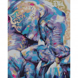 STRATEG Картина за номерами Матуся зі слонятами на кольоровому фоні розміром 40х50 см (SY6519) SY6519.