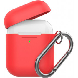 AHASTYLE Силиконовый чехол  дуо с карабином для Apple AirPods Red (AHA-02060-RED)