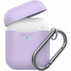 AHASTYLE Силиконовый чехол  дуо с карабином для Apple AirPods Lavender (AHA-02060-LVR) - зображення 1
