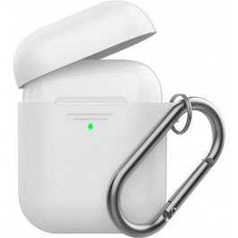AHASTYLE Силиконовый чехол  дуо с карабином для Apple AirPods White (AHA-02060-WHT)