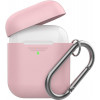 AHASTYLE Силиконовый чехол  дуо с карабином для Apple AirPods Pink (AHA-02060-PNK) - зображення 1