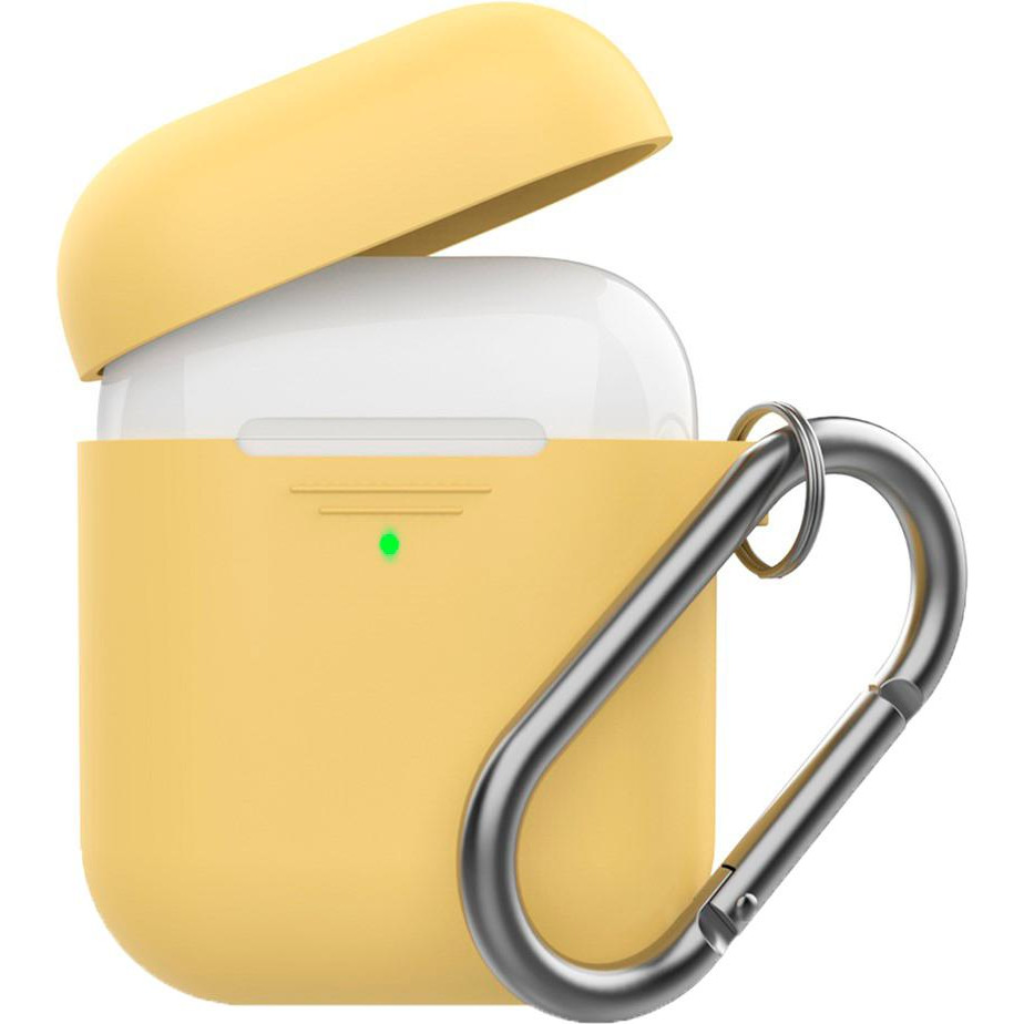 AHASTYLE Силиконовый чехол  дуо с карабином для Apple AirPods Yellow (AHA-02060-YLW) - зображення 1