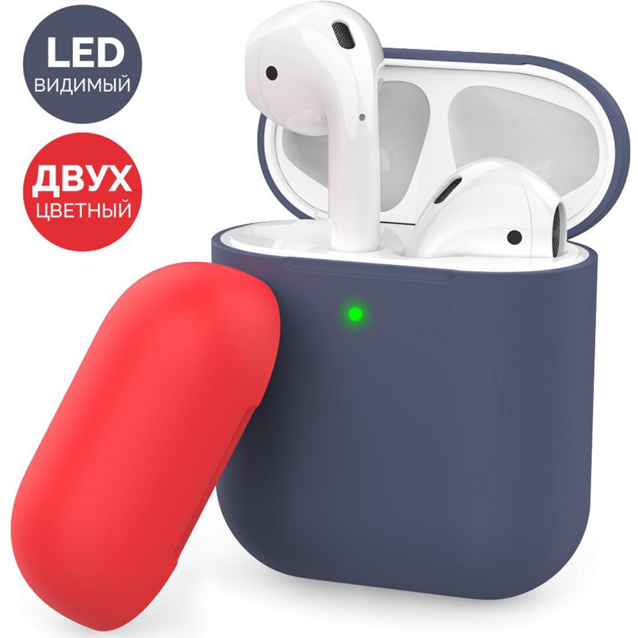 AHASTYLE Двухцветный Силиконовый чехол  для Apple AirPods Dark blue red (AHA-01380-NNR) - зображення 1