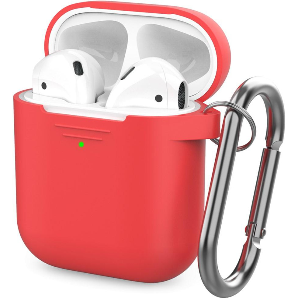 AHASTYLE Классический Силиконовый чехол  с карабином для Apple AirPods Red (AHA-01060-RED) - зображення 1