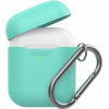 AHASTYLE Силиконовый чехол  дуо с карабином для Apple AirPods Mint green (AHA-02060-MGR) - зображення 1