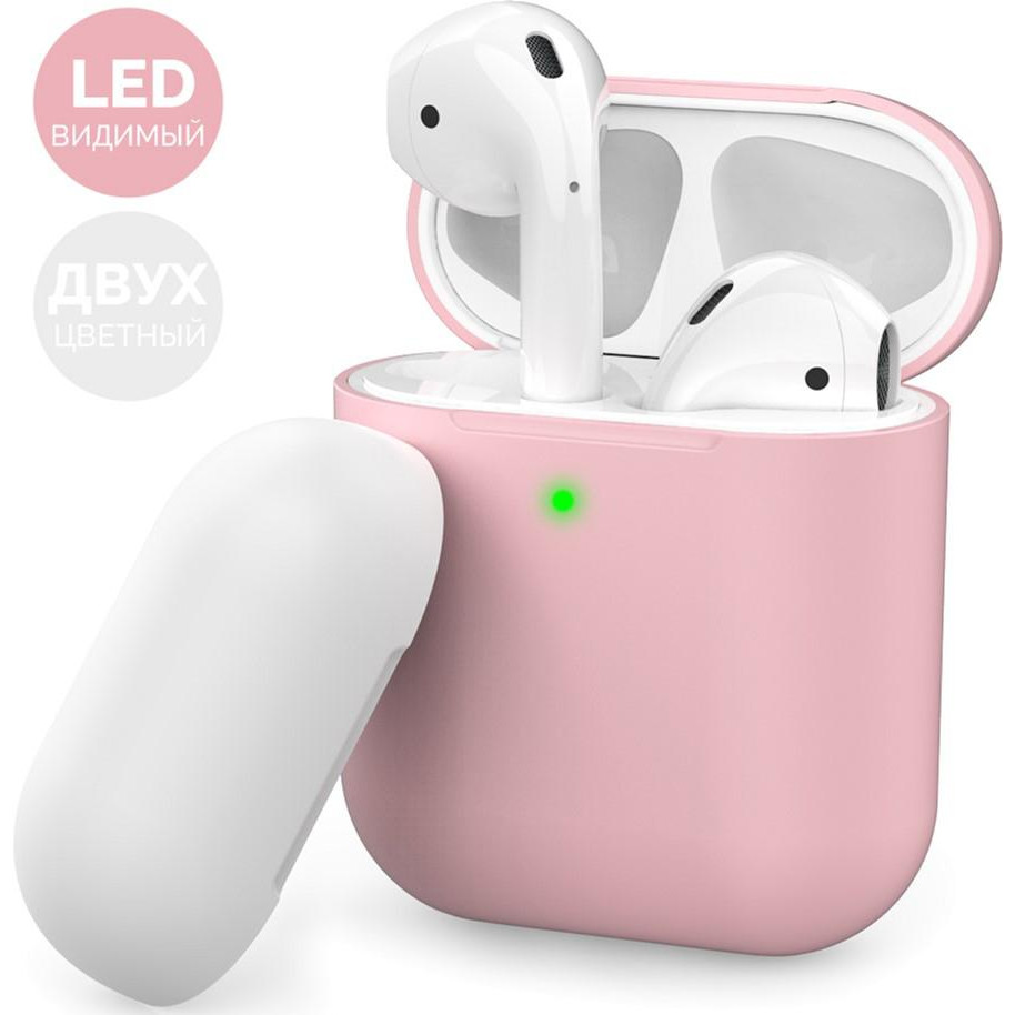 AHASTYLE Двухцветный Силиконовый чехол  для Apple AirPods Pink white (AHA-01380-PPW) - зображення 1