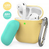 AHASTYLE Двухцветный Силиконовый чехол  с карабином для Apple AirPods Yellow, mint green (AHA-01460-YYM) - зображення 1