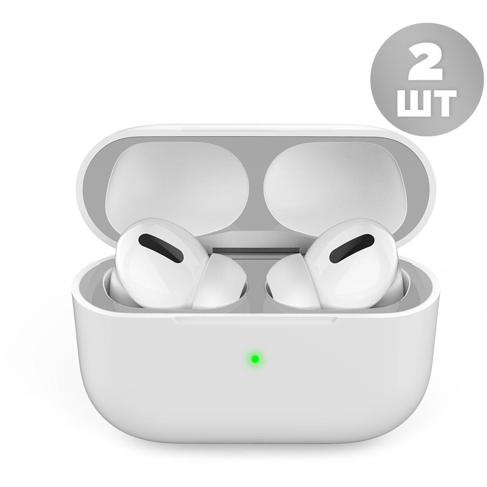 AHASTYLE Никелевые защитные наклейки  для Apple AirPods Pro Серебристые (AHA-01680-SLR) - зображення 1