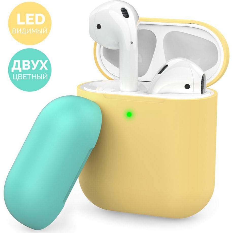 AHASTYLE Двухцветный Силиконовый чехол  для Apple AirPods Yellow, mint green (AHA-01380-YYM) - зображення 1