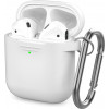 AHASTYLE Классический силиконовый чехол  с карабином для Apple AirPods с зарядным футляром White (AHA-00060-W - зображення 1