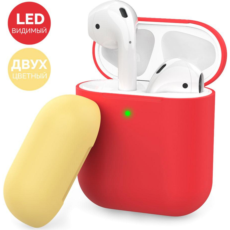 AHASTYLE Двухцветный Силиконовый чехол  для Apple AirPods Red yellow (AHA-01380-RRY) - зображення 1