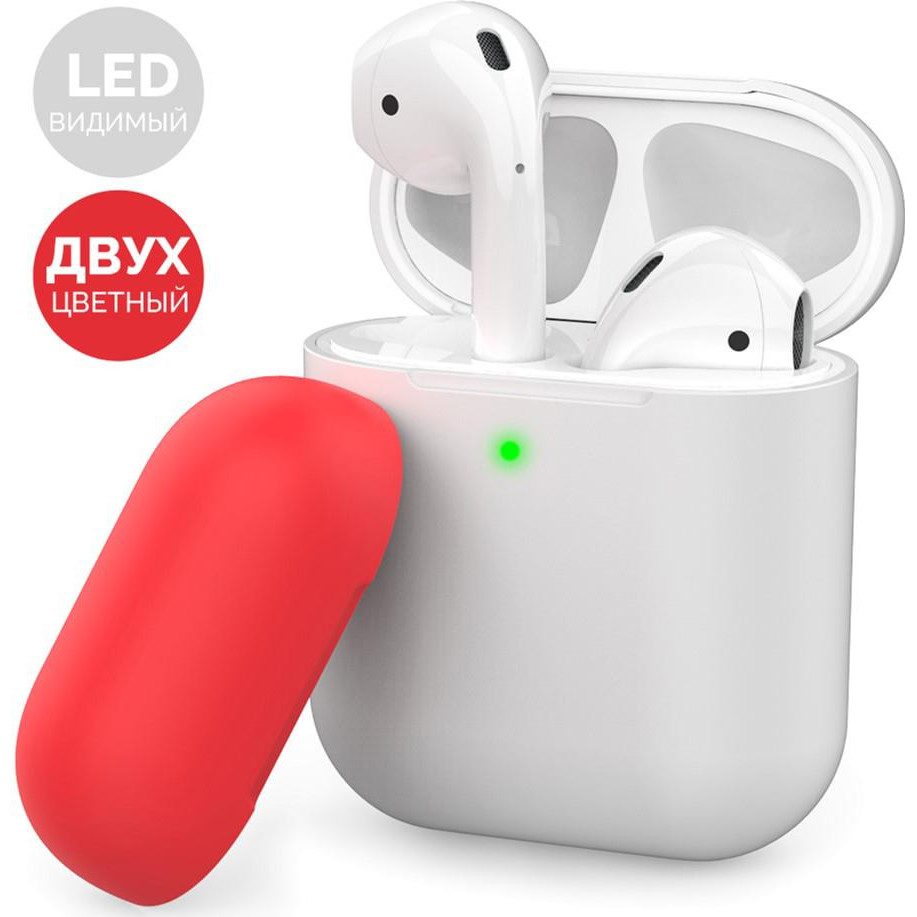 AHASTYLE Двухцветный Силиконовый чехол  для Apple AirPods White red (AHA-01380-WWR) - зображення 1