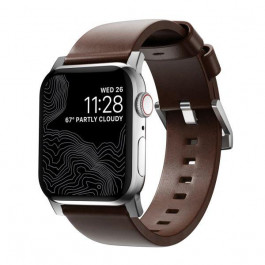 Nomad Ремешок  Modern Strap Silver/Brown for Apple Watch 44mm/42mm (NM1A4RSM00)