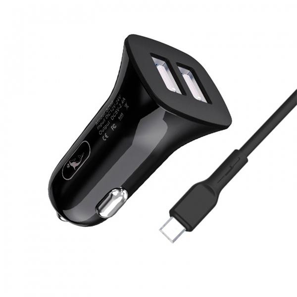 SkyDolphin SZ18V (2USB, 3.4A) Black + microUSB (AZP-000101) - зображення 1