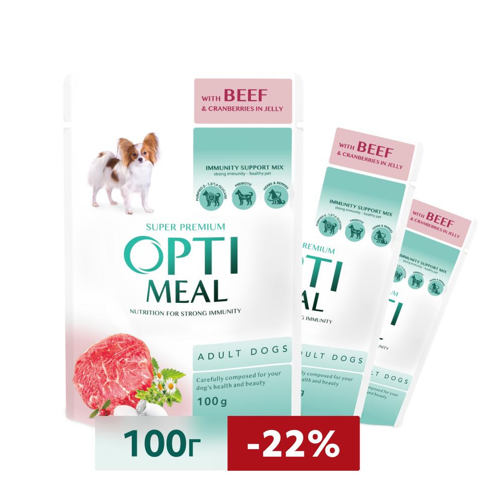 Optimeal Beef Cranberries in jelly 100 г (B2910702) - зображення 1