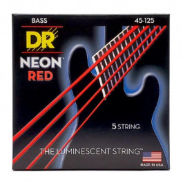 DR Струны для бас-гитары  NRB5-45 Hi-Def Neon Red K3 Coated Medium Bass 5 Strings 45/125