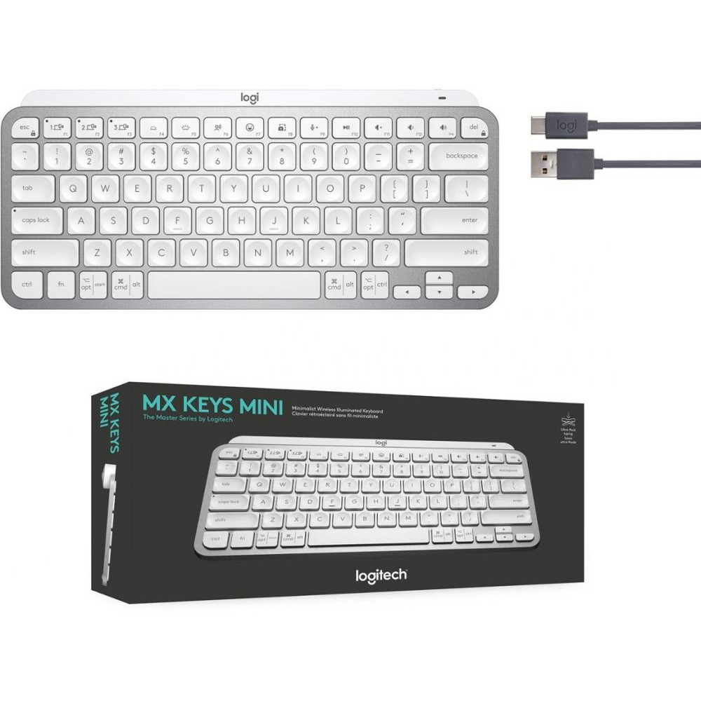 Logitech MX Keys Mini Illuminated TKL Wireless Bluetooth Scissor Keyboard Pale Gray (920-010473) - зображення 1