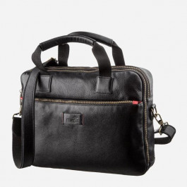 SHVIGEL Мужская кожаная сумка под ноутбук на 2 отделения  19106 Черная (leather-19106)