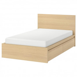 IKEA MALM Каркас высокий с 2 ящиками 120x200 okleina debowa без основы под матрас (591.398.25)