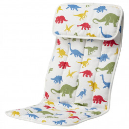 IKEA ПОЭНГ, 704.696.78 - Подушка-сиденье на детское кресло, Медског, орнамент «динозавры»
