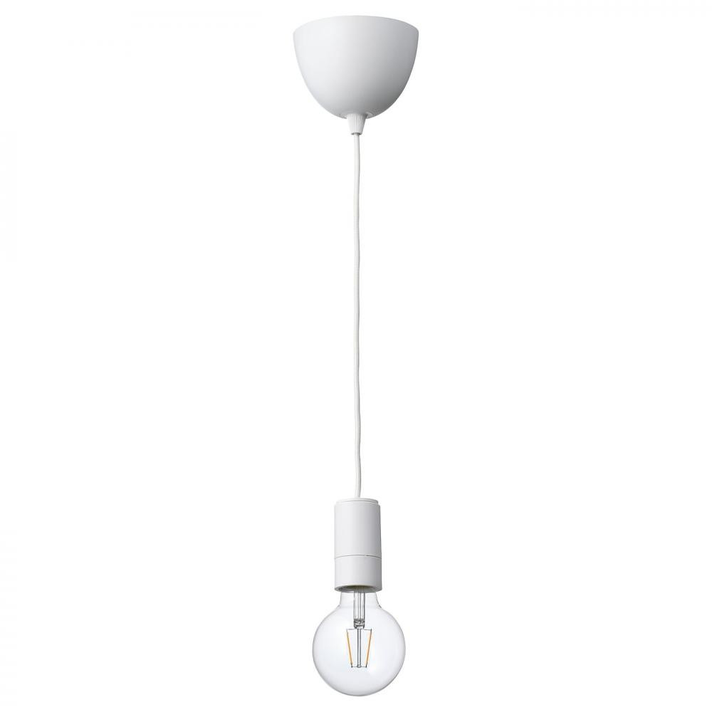 IKEA SUNNEBY / LUNNOM(894.915.04) підвісний світильник з лампочкою, біла/прозора куля - зображення 1