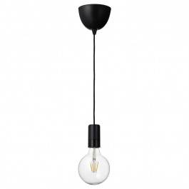 IKEA SUNNEBY / LUNNOM, 994.944.51, Підвісний світильник із лампою, чорний, прозоре скло