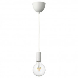 IKEA SUNNEBY / LUNNOM, 794.944.52, Підвісний світильник із лампою, білий, прозоре скло