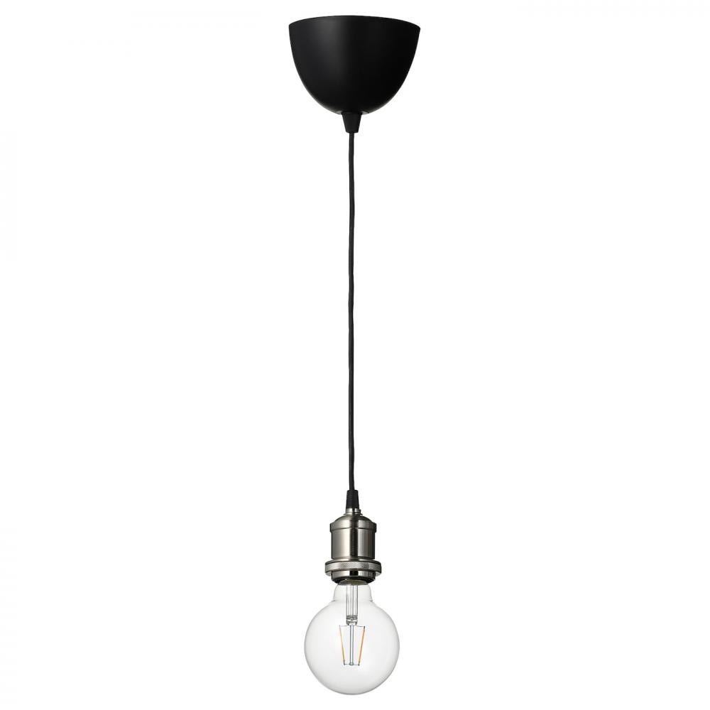 IKEA JALLBY / LUNNOM, 394.915.06, Підвісний світильник із лампою, нікельований, кругла прозорий - зображення 1