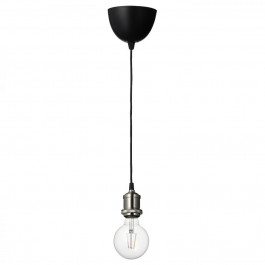 IKEA JALLBY / LUNNOM, 394.915.06, Підвісний світильник із лампою, нікельований, кругла прозорий