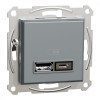 Schneider Electric Asfora USB 2.4А A+C Сталь (EPH2700362) - зображення 1
