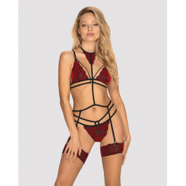   Obsessive Комплект кружевной с поясом для чулок Obsessive Sugestina 3-pcs set L/XL (411010)