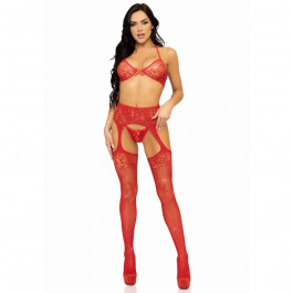 Leg Avenue Жіночий комплект спідньої білизни зі стразами , 3 предмети, червоний (81656/R)
