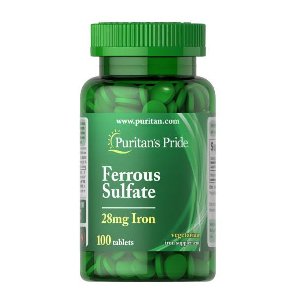 Puritan's Pride Iron Ferrous Sulfate 28 mg 100 табл - зображення 1